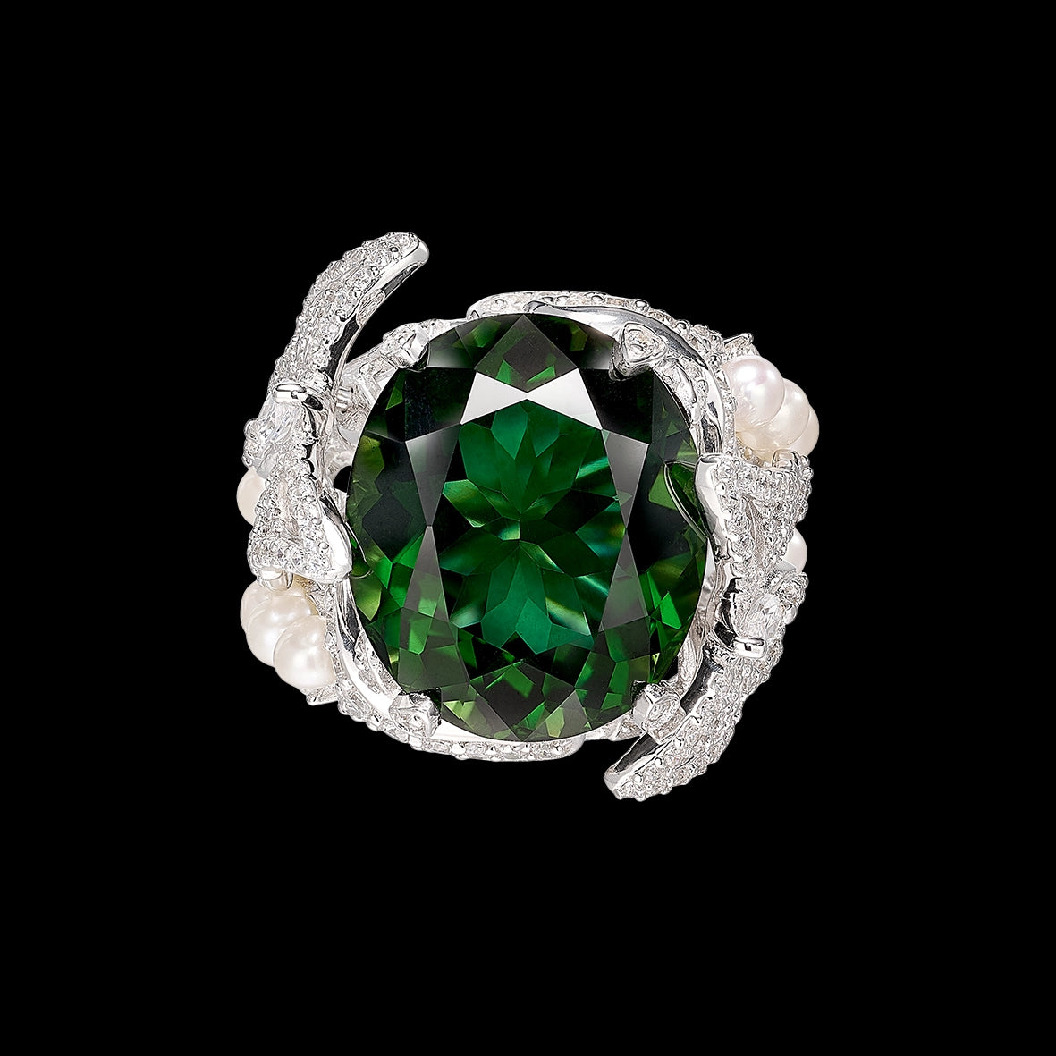 Green Tourmaline Swallowtail Ring